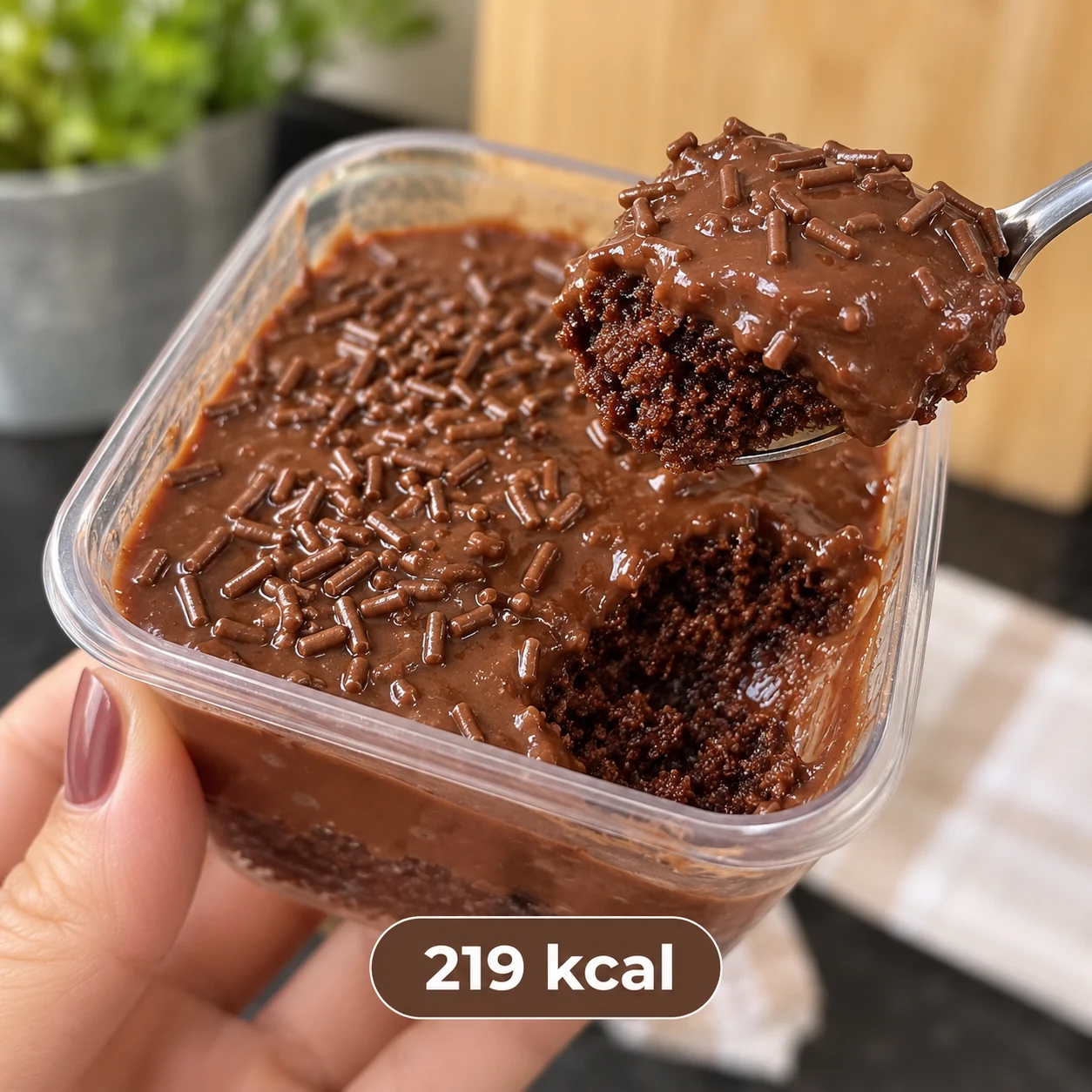 Sobremesa cremosa de chocolate com 219 kcal